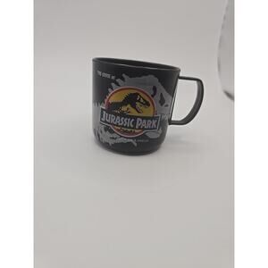 Rare Vtg 1992 The Lodge at Jurassic Park Kids Dinosaurs Cup Childs Black Mug!